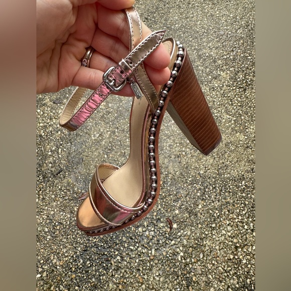 Gorgeous Like New Coach Rose Gold Sexy Silver Studded Balls Chunky Heel - Picture 5 of 17